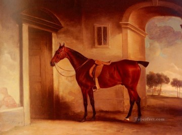 Un chasseur de chauves souris dans un cheval Stableyard John Ferneley Snr Peinture à l'huile